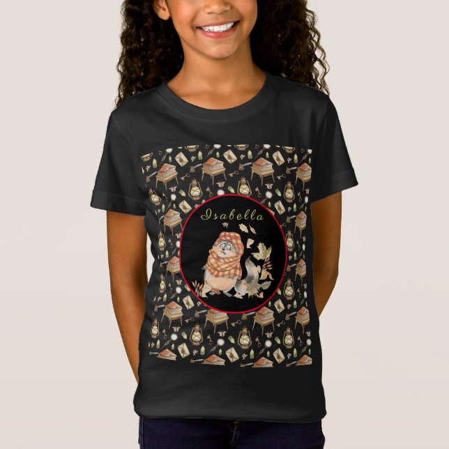 Fall-Raccoon Anpassen von Text und Farbe T-Shirt (Vorderseite)