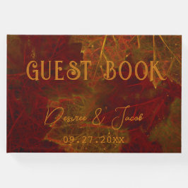 Fall Red Gold Rustic Elegante Maple Blätter Gästebuch