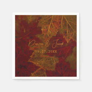 Fall Red Gold Rustic Elegante Maple Blätter Serviette