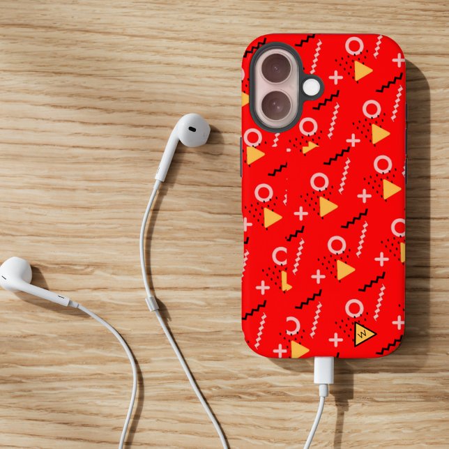 Fall Red Memphis Monogram Case-Mate iPhone 16 Hülle (Von Creator hochgeladen)