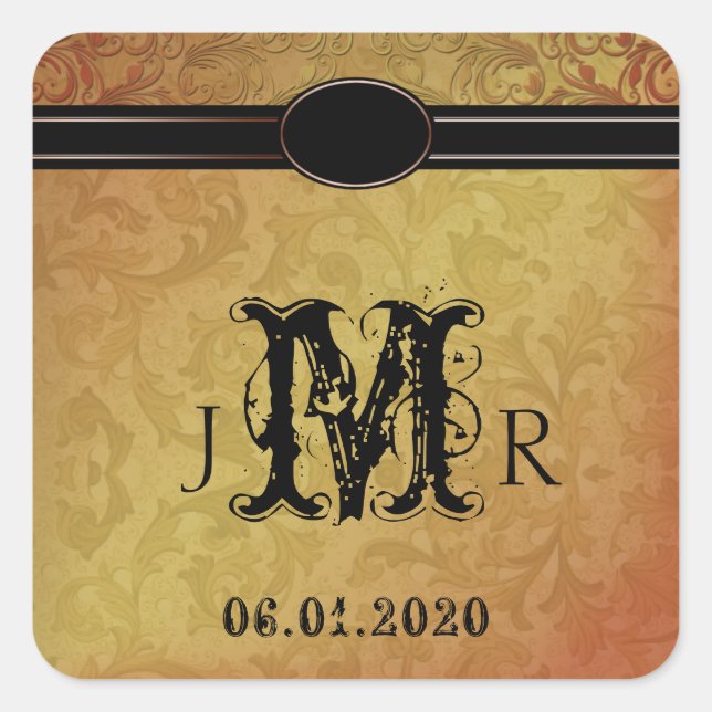 Fall Regency Wedding Monogram Sticker (Vorderseite)