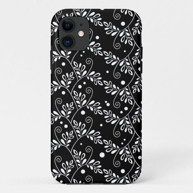 Fall Retro Schwarz-weiß floral iPhone 5 Case-Mate iPhone Hülle (Rückseite)