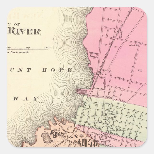 Fall River Quadratischer Aufkleber (Vorderseite)