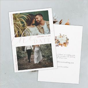 Fall Rose Blätter Chic Hochzeit 2 Fotos Rett Datum Einladung