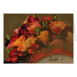 Fall-Rosen-Blumenstrauß-Tischnummerzeltkarte