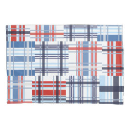 Fall Rot, Weiß und Blau Madras Pillow Kissenbezug