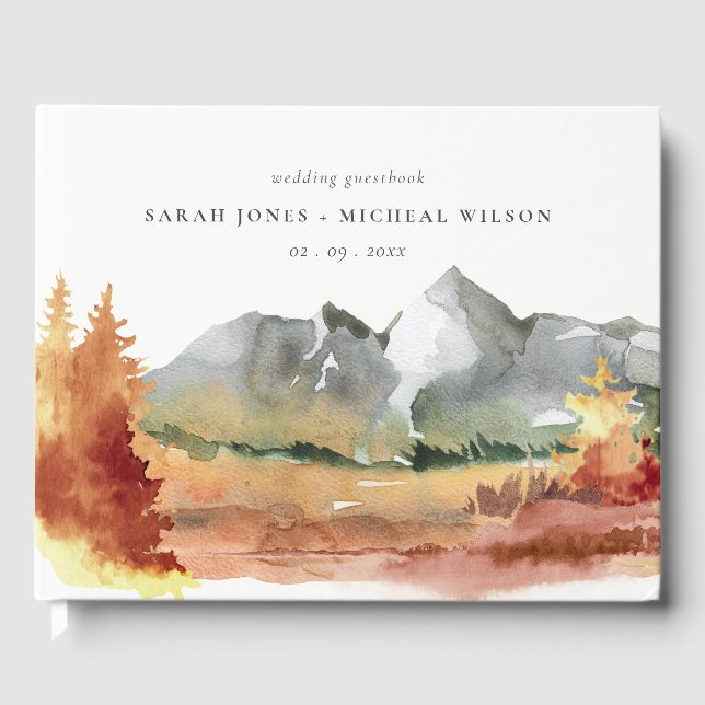 Fall Rust Orange Mountain Trees Foliage Wedding  Gästebuch (Vorderseite)