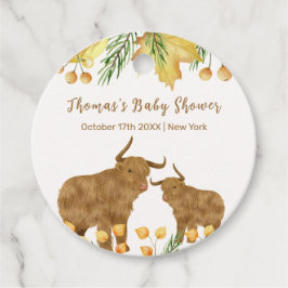 Fall Rustic Boho Highland Cow Baby Showdusche Geschenkanhänger