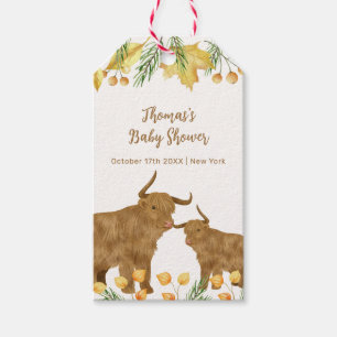 Fall Rustic Boho Highland Cow Baby Showdusche Geschenkanhänger