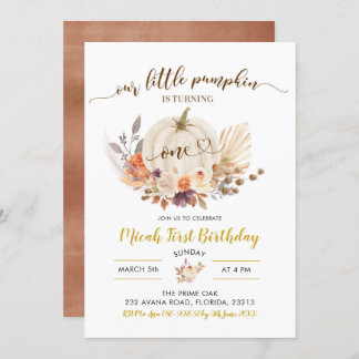 Fall Rustic Boho Pumpkin Erster Geburtstag Einladu Einladung