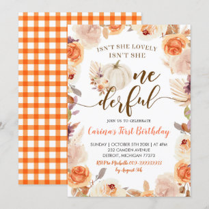 Fall Rustic Boho Pumpkin Onederday Invita Einladung