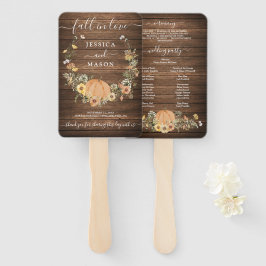 Fall Rustic Floral Harvest Pumpkin Wedding Program Fächer