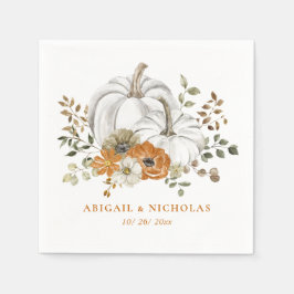 Fall Rustic Floral Pumpkin Wedding Napkins Serviette