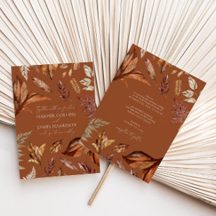 Fall Rustic & Terracotta Blätter Boho Wedding Einladung