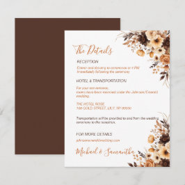 Fall Rustikale Braun und Elfenbeinküste Rose Hochz Begleitkarte