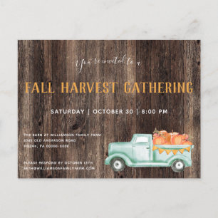 Fall Rustikale Pick Up Pumpkins Fall Party Einladu Einladungspostkarte
