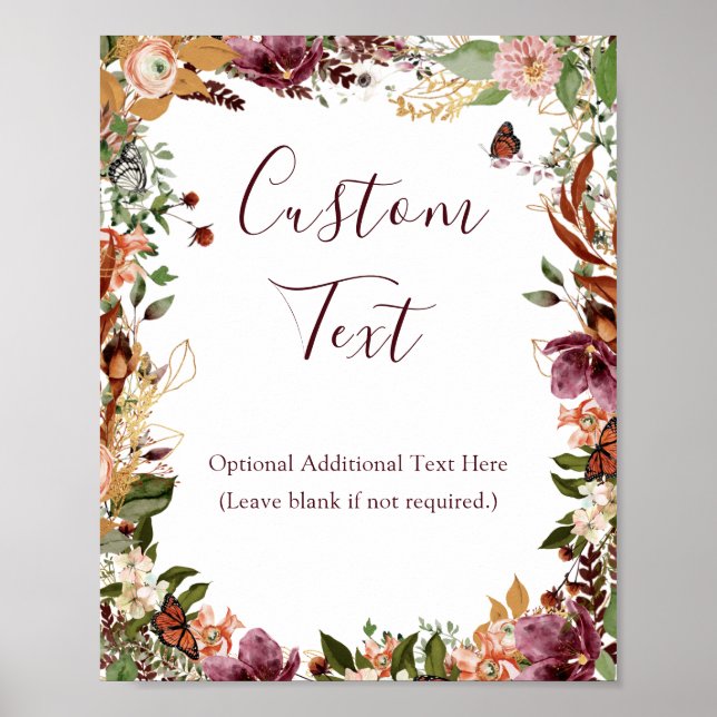 Fall Rustikales botanisches Brautparty Zeichen Poster (Vorne)