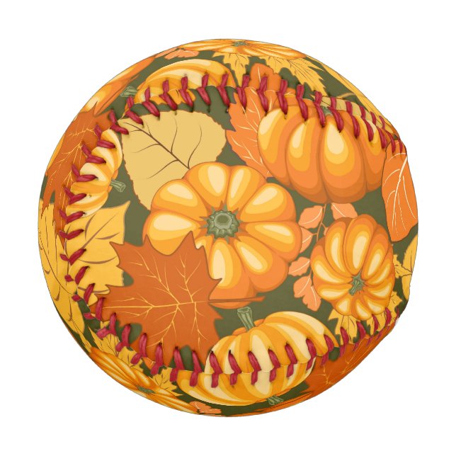 Fall Saison Halloween Pumpkins Muster Baseball (Vorderseite Links)