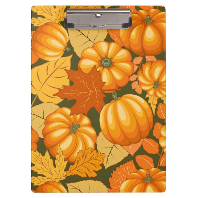 Fall Saison Halloween Pumpkins Muster Klemmbrett (Vorderseite)