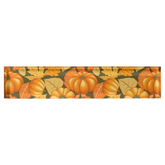 Fall Saison Halloween Pumpkins Muster Namensplakette (Vorderseite)