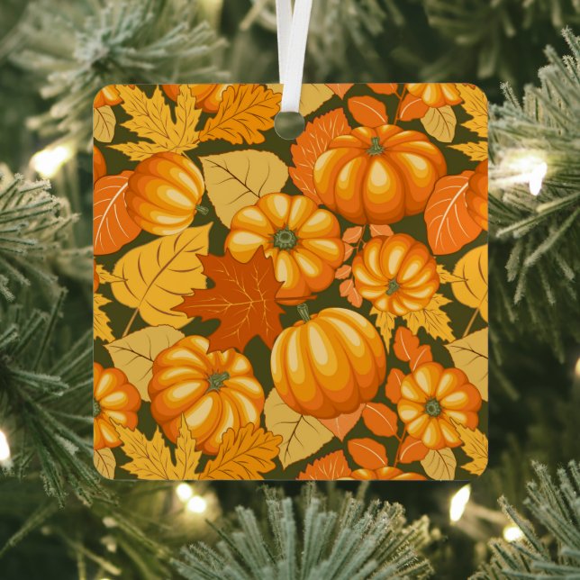 Fall Saison Halloween Pumpkins Muster Ornament Aus Metall (InSitu)