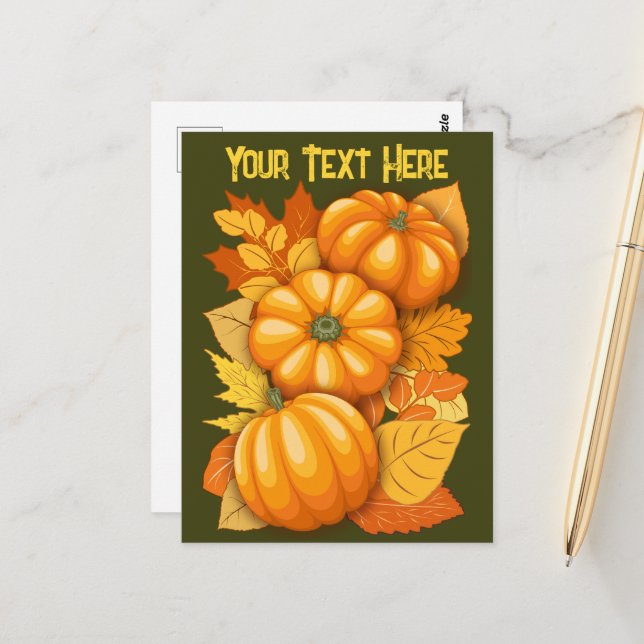 Fall Saison Halloween Pumpkins Muster Postkarte (Vorderseite/Rückseite Beispiel)