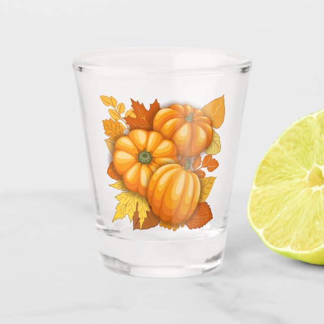 Fall Saison Halloween Pumpkins Muster Schnapsglas (Vorderseite)