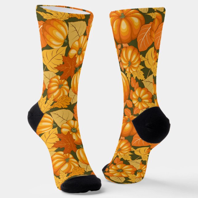 Fall Saison Halloween Pumpkins Muster Socken (Gewinkelt)