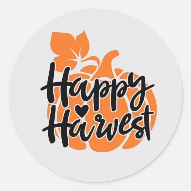 Fall Saisonale Happy ernte Wortart Runder Aufkleber (Vorderseite)