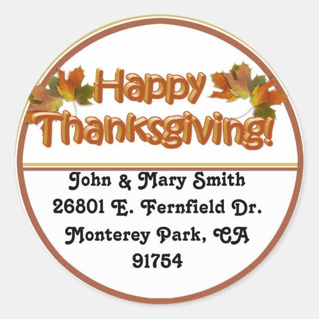 Fall Saisons Bester Glückwunsch Thanksgiving Text Runder Aufkleber (Vorderseite)