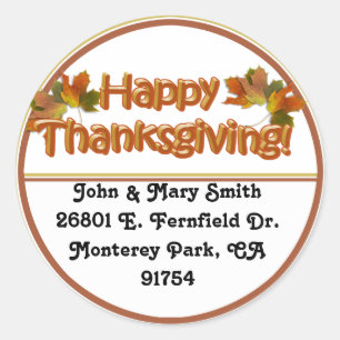 Fall Saisons Bester Glückwunsch Thanksgiving Text Runder Aufkleber