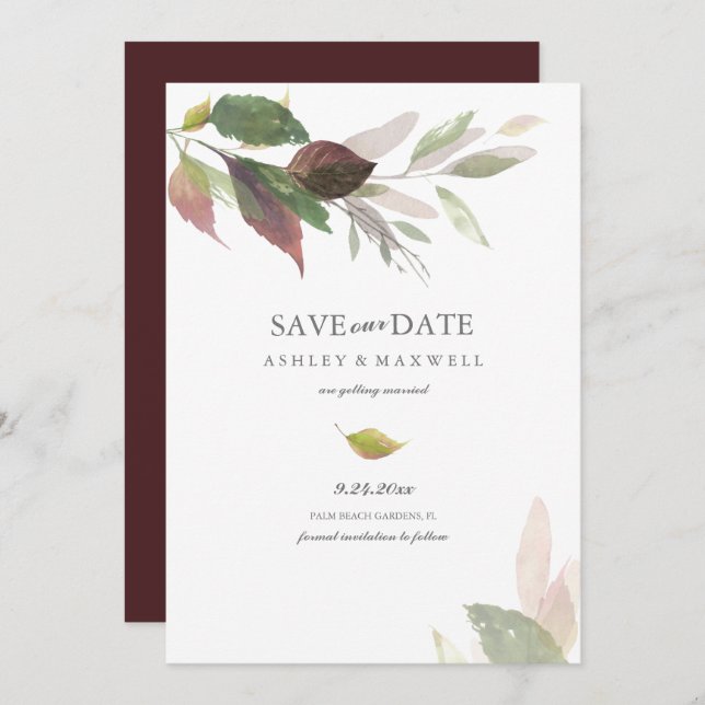 Fall Save the Date Design Hochzeitsankündigung Einladung (Vorne/Hinten)