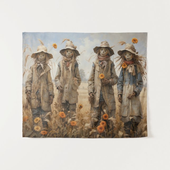 Fall Scarecrows Tapestry Wandteppich (Vorderseite (Horizontal))