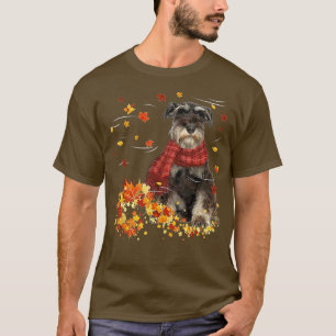 Fall ScarfMiniatur Schnauzer Hund Herbst Herbst He T-Shirt