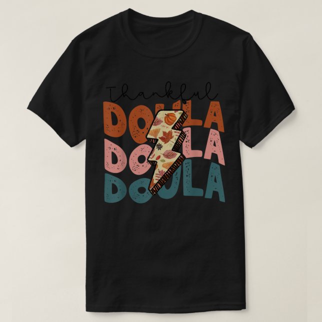 Fall Season Autumn Thankful Doula Thanksgiving Gif T-Shirt (Design vorne)