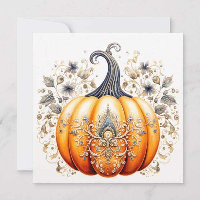 Fall Season Harvest Halloween Pumpkin Karte (Vorderseite)