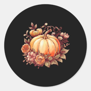 Fall Shirt Frauen Autumn Pumpkin Grafik Vintag The Runder Aufkleber