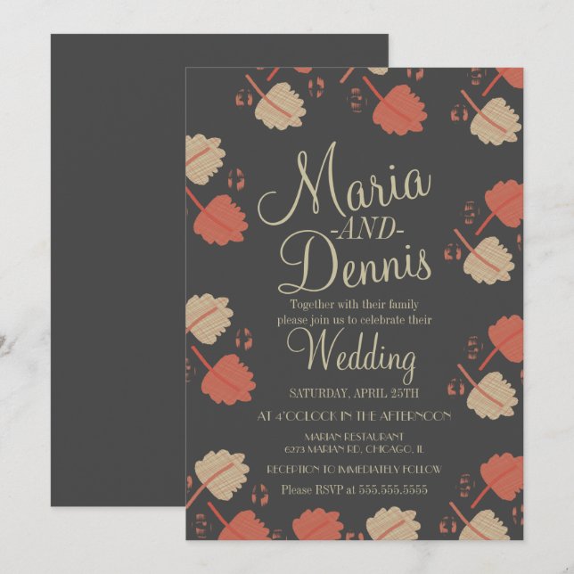 Fall Simple Terracotta Nuetral Blätter Hochzeit Einladung (Vorne/Hinten)