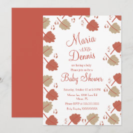 Fall Simple Terracotta Nuetral Blätter Kinderdusch Einladung