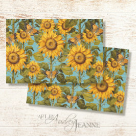 Fall Sonnenblume Butterfly Blue Ephemere Decoupage Seidenpapier