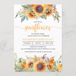 Fall-Sonnenblume-Kindergeburtstag-Einladung Einladung