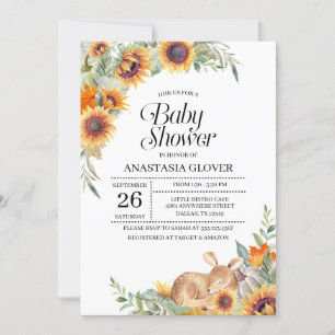 Fall Sonnenblume Woodland Babydusche Einladung