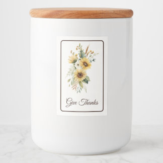 Fall-Sonnenblumen-Dankeschön-Schrift Lebensmitteletikett