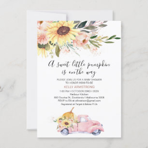 Fall Sonnenblumen Floral Pumpkin Truck Baby Dusche Einladung