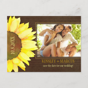Fall Sonnenblumen Foto Hochzeit speichern das Datu Ankündigungspostkarte