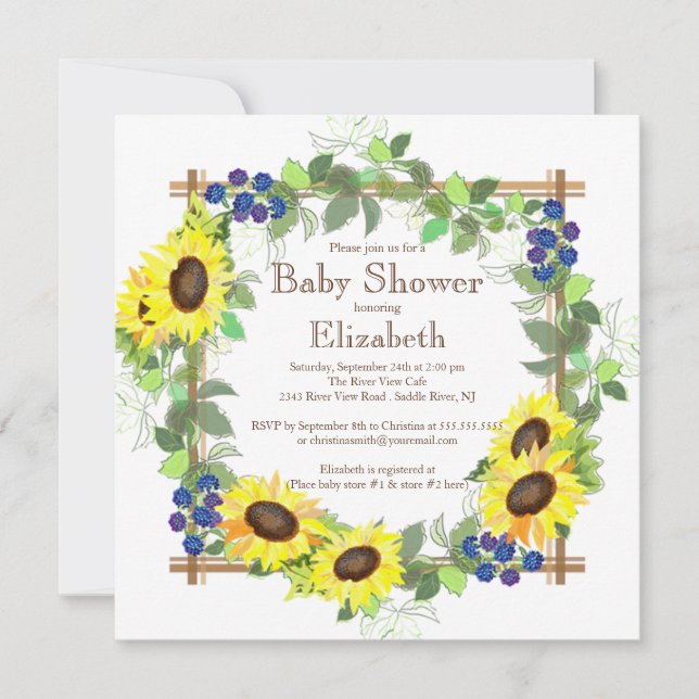 Fall Sonnenblumen Geschlechtsneutrale Babydusche Einladung (Vorderseite)