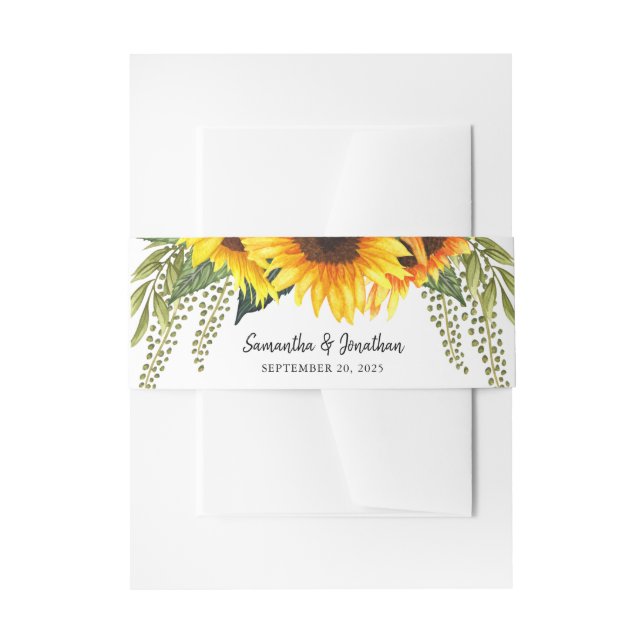 Fall Sonnenblumen Handgeschriebene Hochzeit Einladungsbanderole (Vorderseite Beispiel)