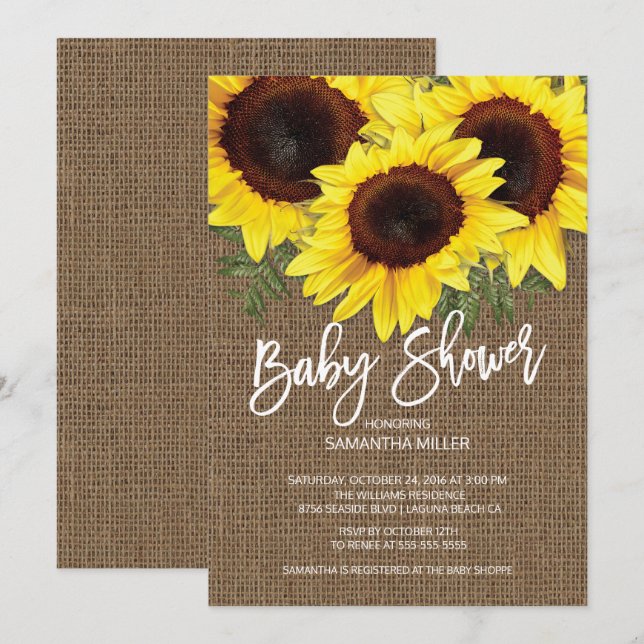 Fall Sonnenblumen neutrale Babydusche Einladung (Vorne/Hinten)