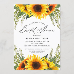 Fall Sonnenblumen und Grüntöne   Elegantes Brautpa Einladung