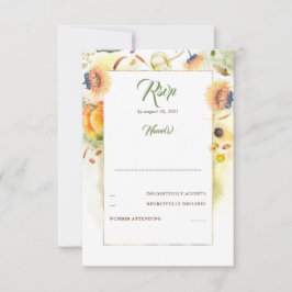 Fall Sonnenblumen und Pumpkins Hochzeit RSVP Karte